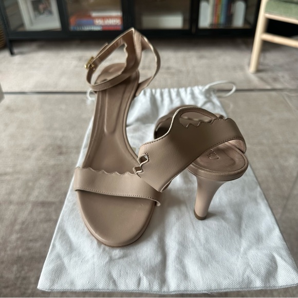 Chloe Tan Stiletto Heels with Ankle Strap - Picture 1 of 5